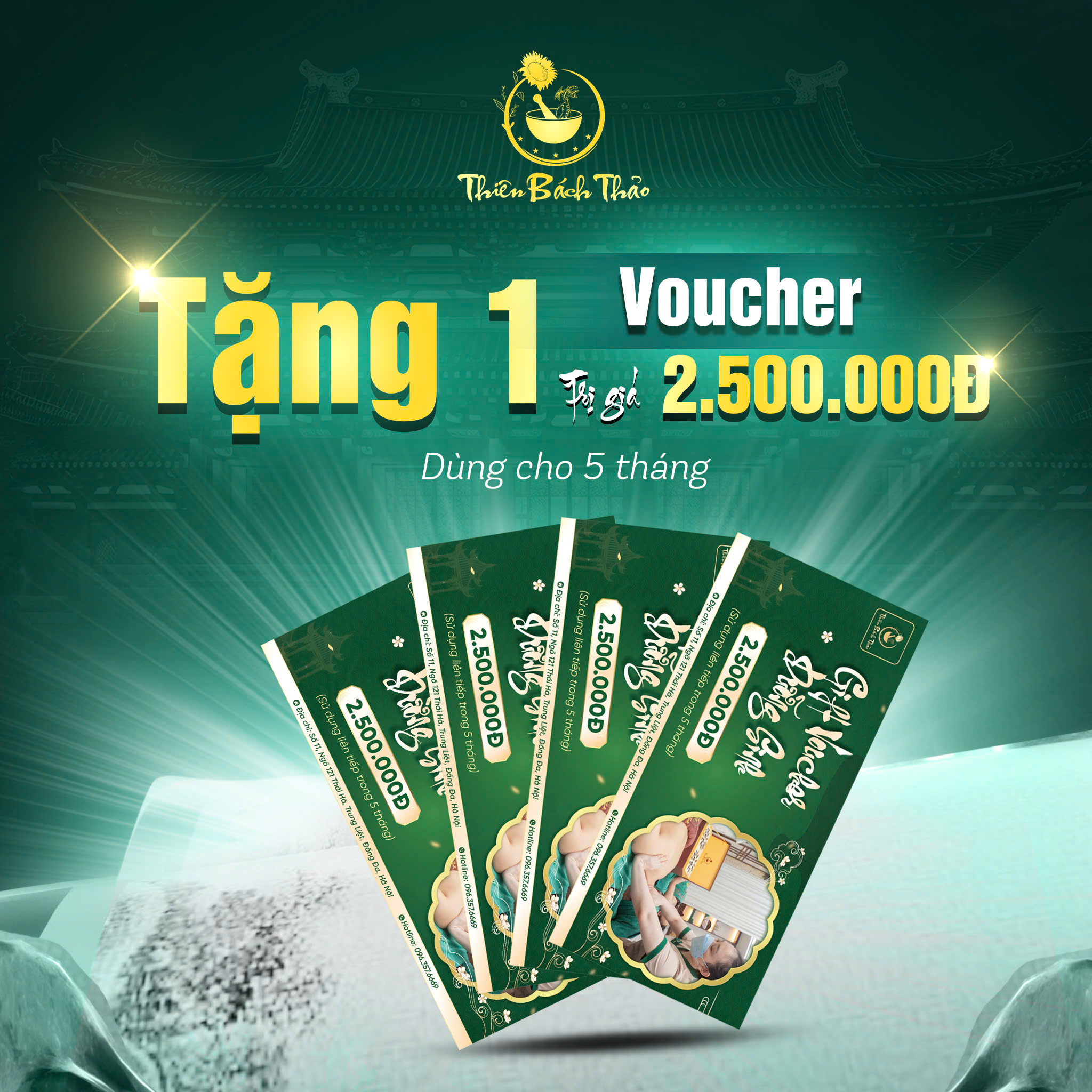 Tặng 1 Voucher trị giá 2500K tiêu dùng trong 5 tháng